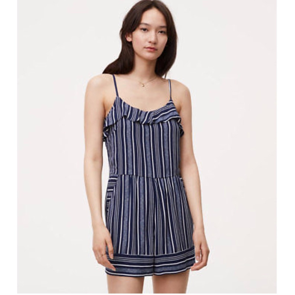 LOFT Striped Blue Romper